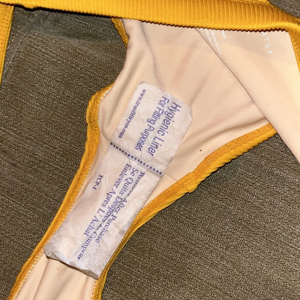 NWT/NWOT Pacsun LA Hearts Yellow Marigold Bikini Swimsuit Ribbed Scoop Set Med
